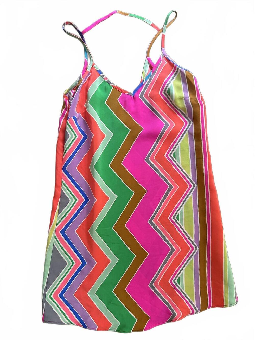 Alice & Trixie Colorful Zigzag Slip Dress / Swim Cover Up Boho Summer Y2K